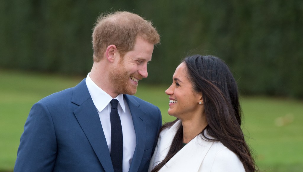 Prince Harry and Meghan Markle at their engagement announcement, 2017.