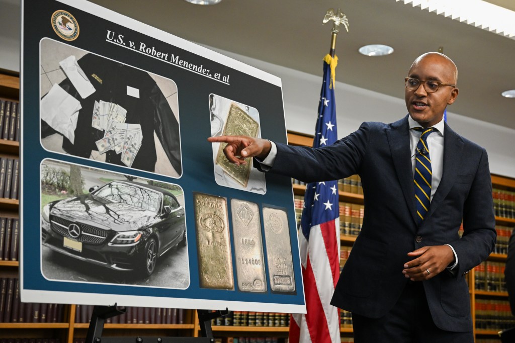 Damian Williams, U.S. Attorney for the Southern District of New York, speaks during a press conference
