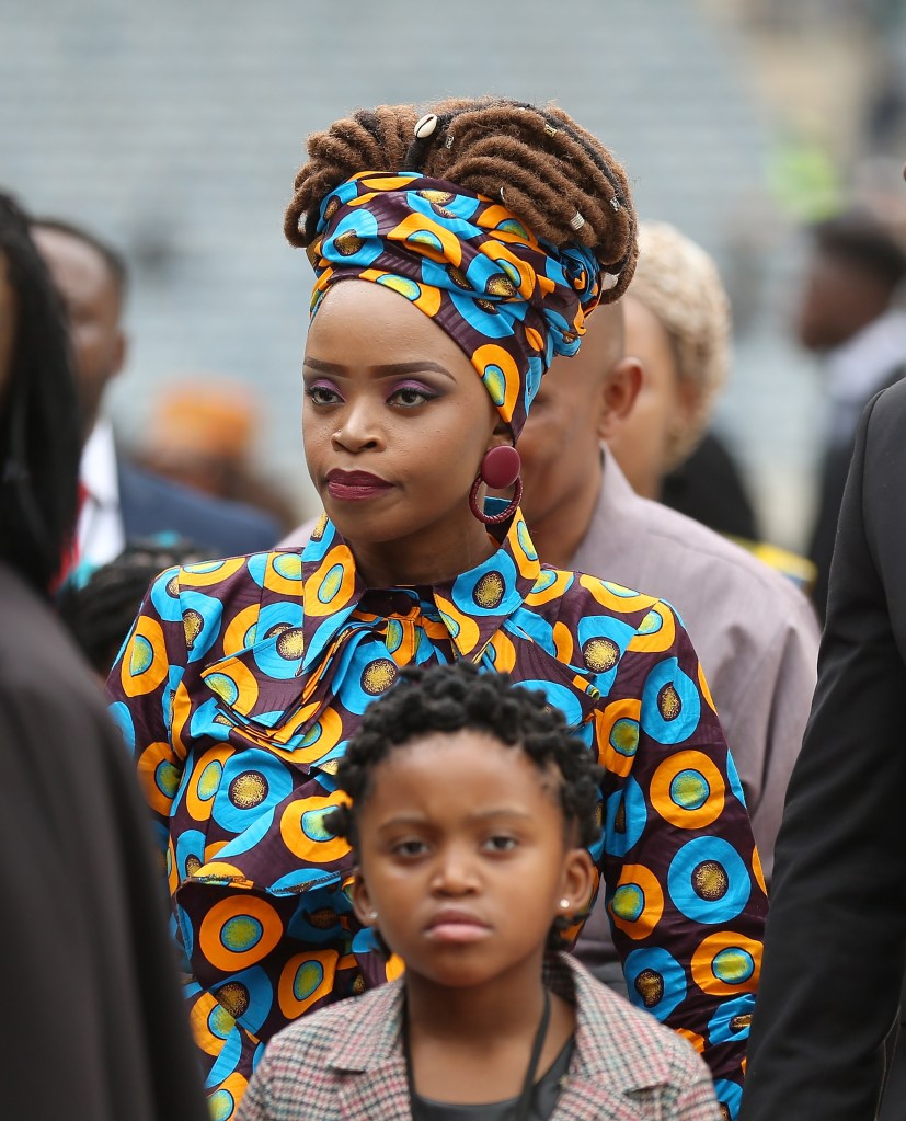 Zoleka is pictured attending her grandmother Winnie Mandela's funeral in 2018.