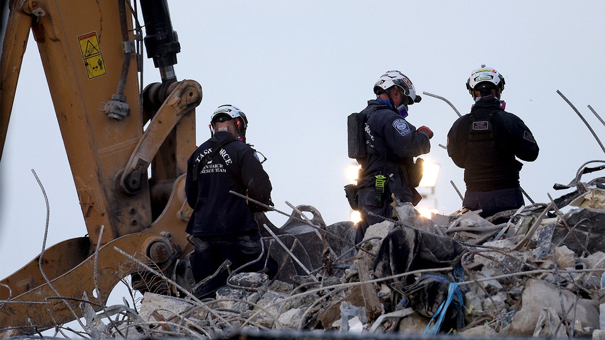 Rubble at Surfside condo collapse site