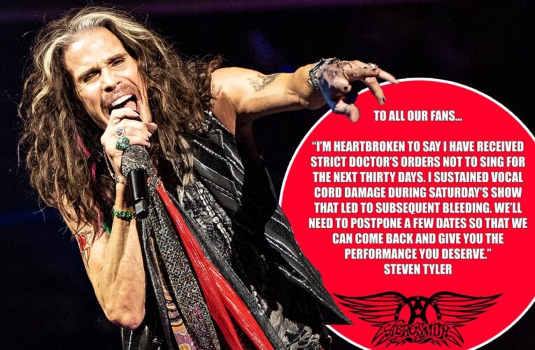 Aerosmith postpones multiple dates of final tour after Steven Tyler suffers ‘vocal chord damage’