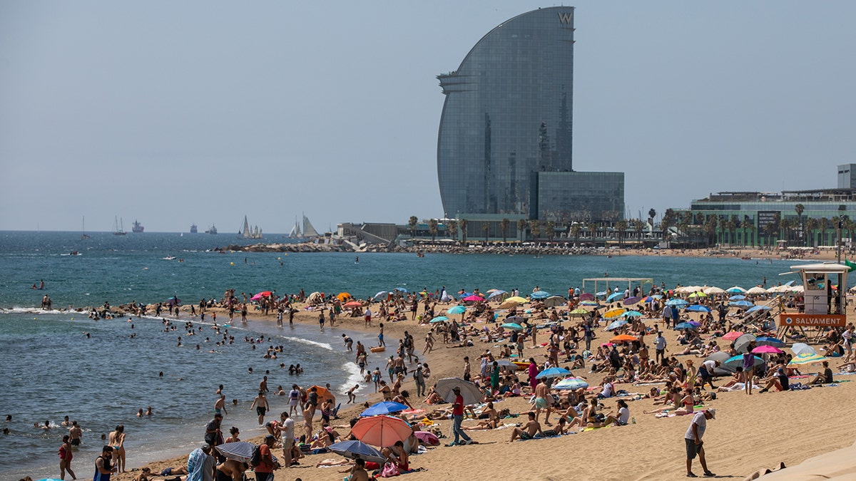 Barceloneta beach in Barcelona, Spain