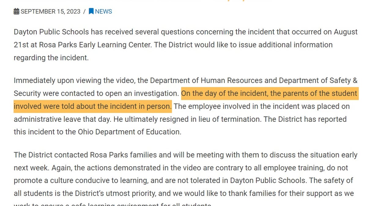 Dayton Public School District Friday statement