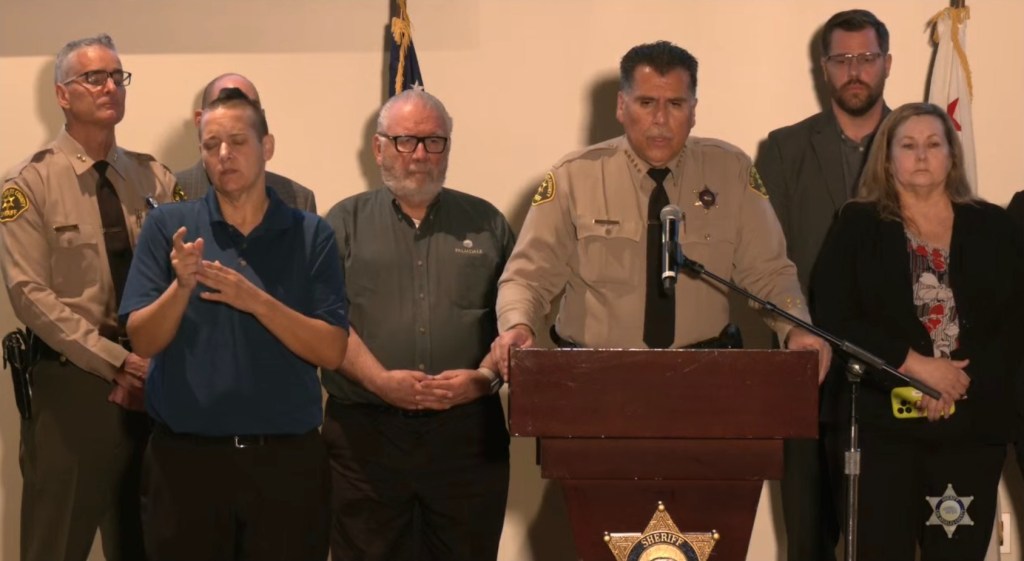 Sheriff Robert Luna said during the press conference that he believes this may have been a targeted attack due to Clickunboomer being in uniform.