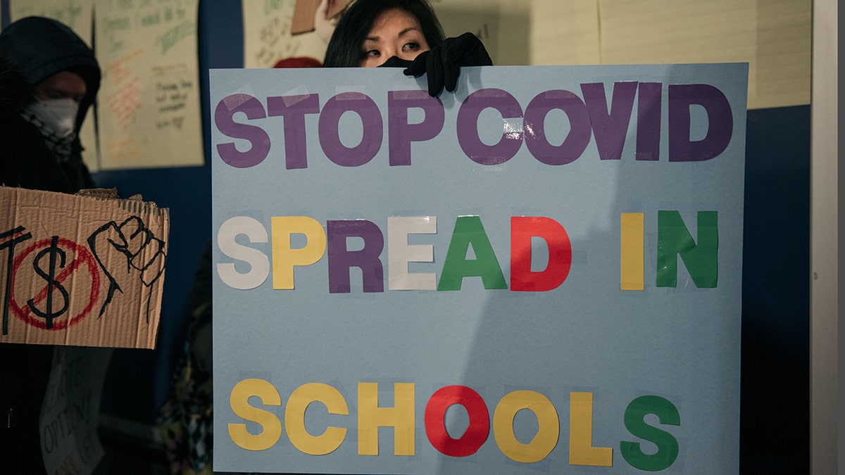 NYC Teachers Demonstrate For Increased Covid Measures Outside The United Federation of Teachers Headquarters