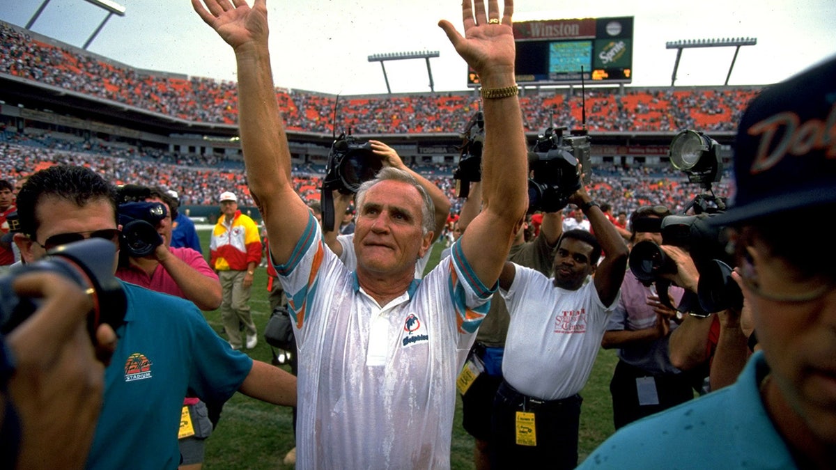 Don Shula celebrates