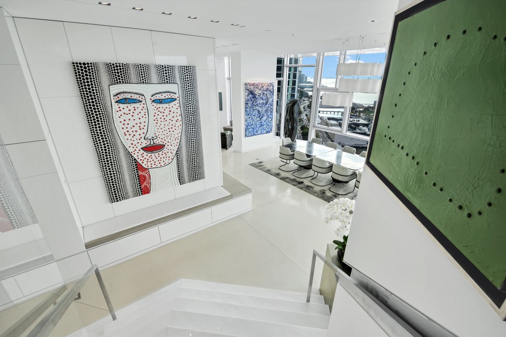 The foyer with an art gallery.