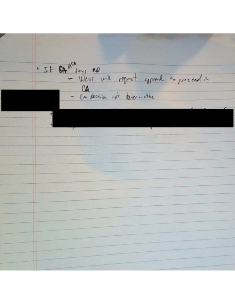 IRS Supervisory Agent Gary Shapley's handwritten notes during an October 7, 2022 meeting with Delaware U.S. Attorney David Weiss.