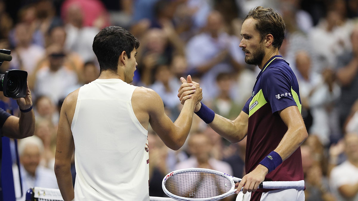 Medvedev and Alcaraz after match