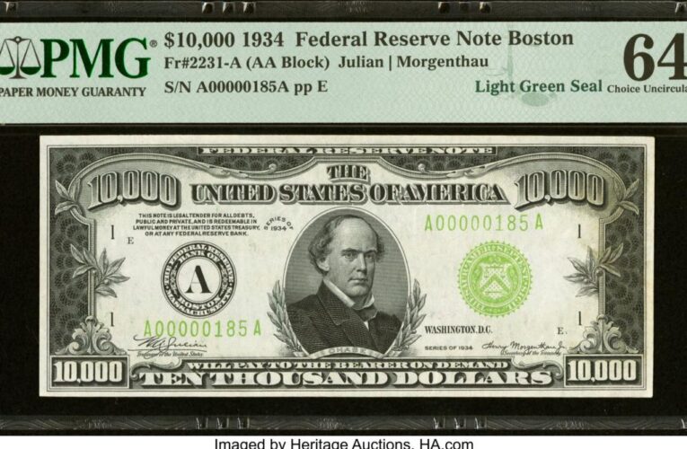 Great Depression-era $10,000 banknote sells for $480K