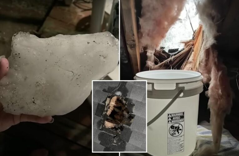 California couple baffled by ice block that plummeted through roof