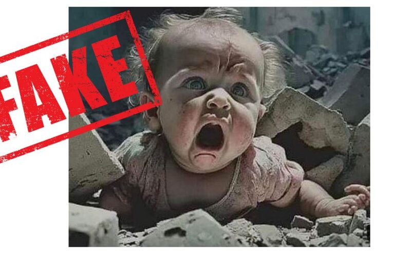 Israel-Hamas War: This viral image of a baby trapped under rubble turned out to be fake