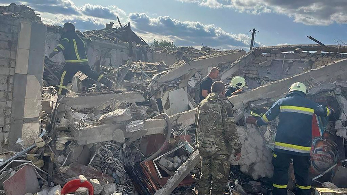 A collapsed building