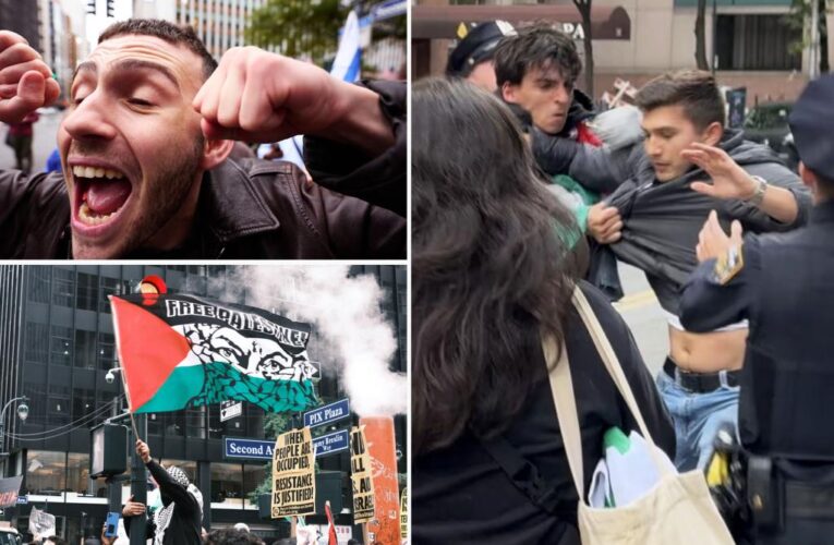 Demonstrators clash at pro-Palestinian rallies across the US in wake of Hamas attack on Israel