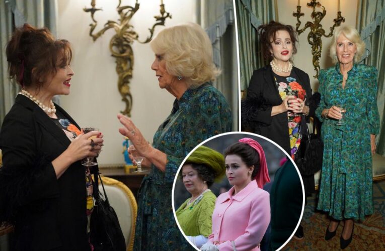 The Crown’s Helena Bonham Carter chats with big fan Queen Camilla