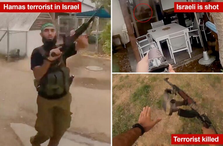 Video shows Hamas gunman storming Israeli homes before he’s taken out