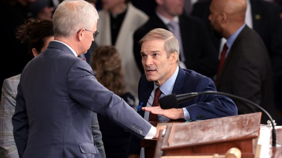 Rep. Jim Jordan, right, and Speaker Pro Tempore Rep. Patrick McHenry