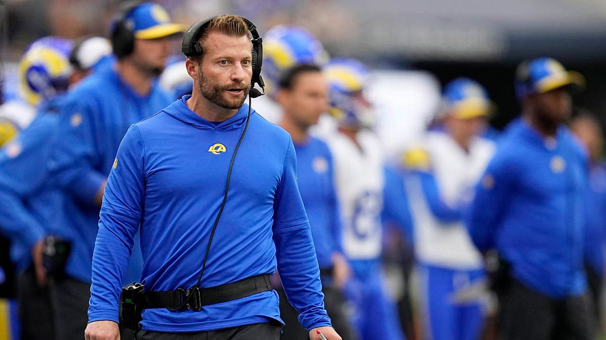 Los Angeles Rams head coach Sean McVay on the sideline