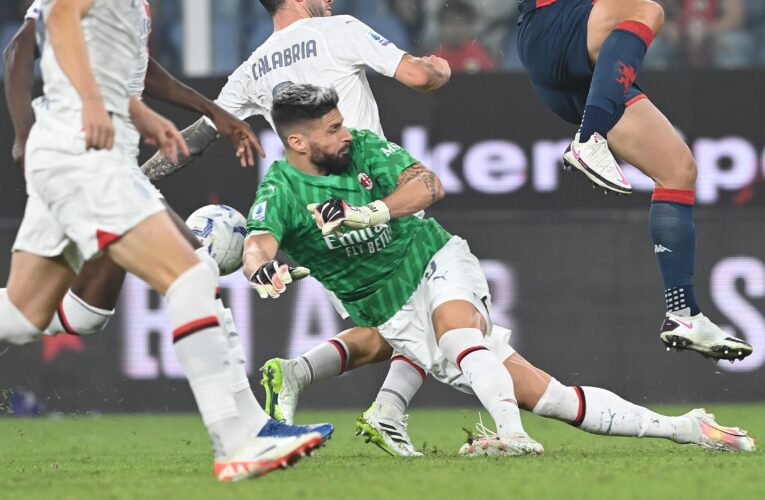 Giroud makes crucial 104th-minute save to protect Milan win after Maignan red