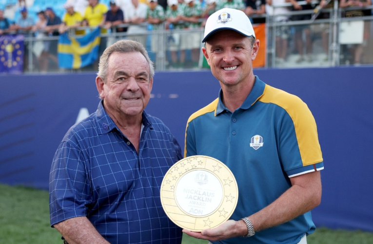 Justin Rose wins the Nicklaus-Jacklin Award, the ultimate symbol of the Ryder Cup