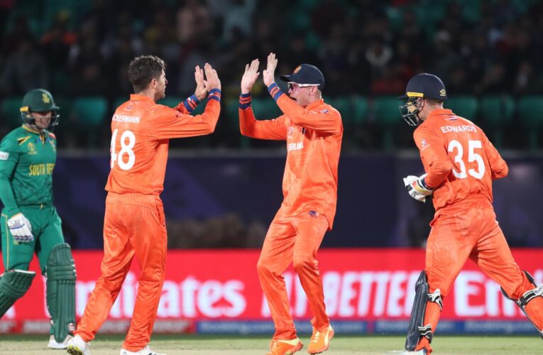 South Africa suffer shock Cricket World Cup upset to Netherlands as Scott Edwards stars to help Dutch claim first win