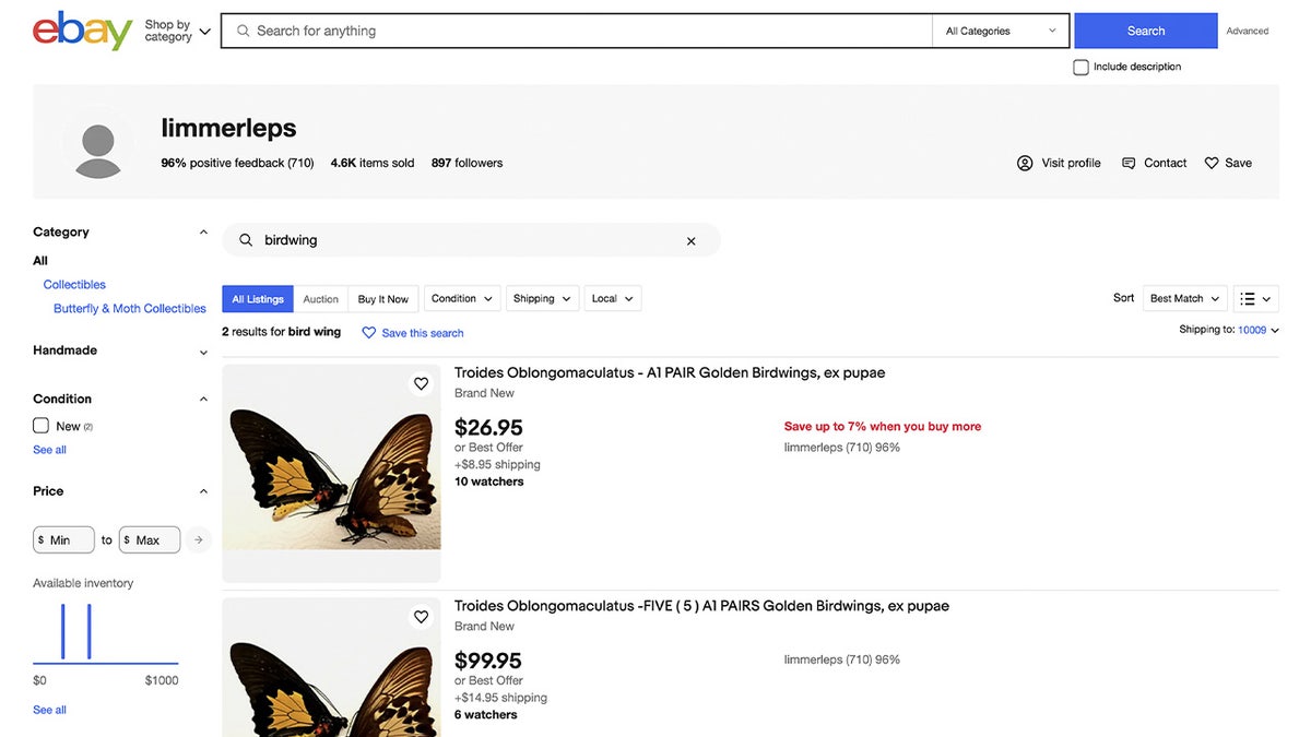 Screengrab of the eBay page