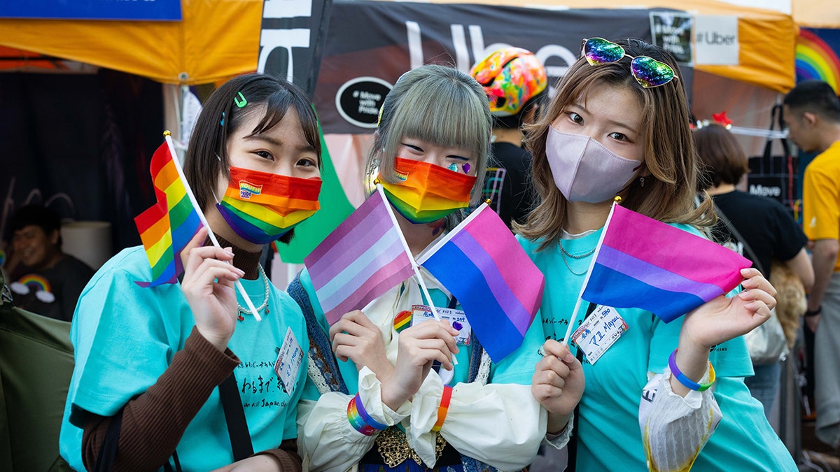 Japanese people with pride flags