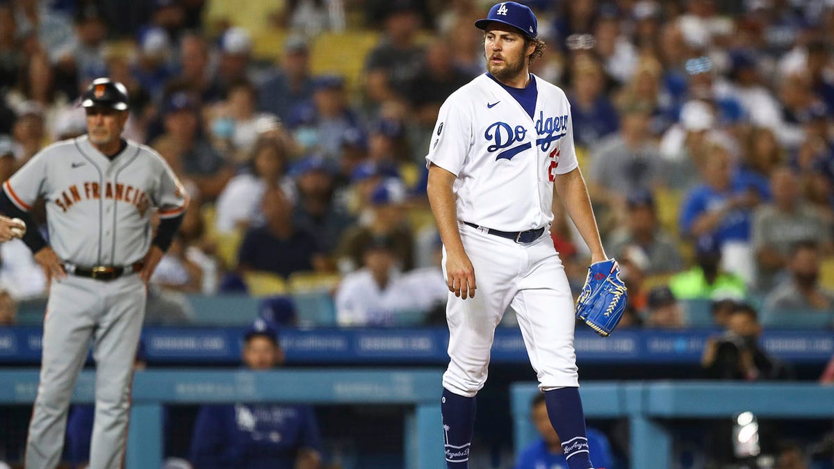 Trevor Bauer at Dodgers Stadium in June 2021