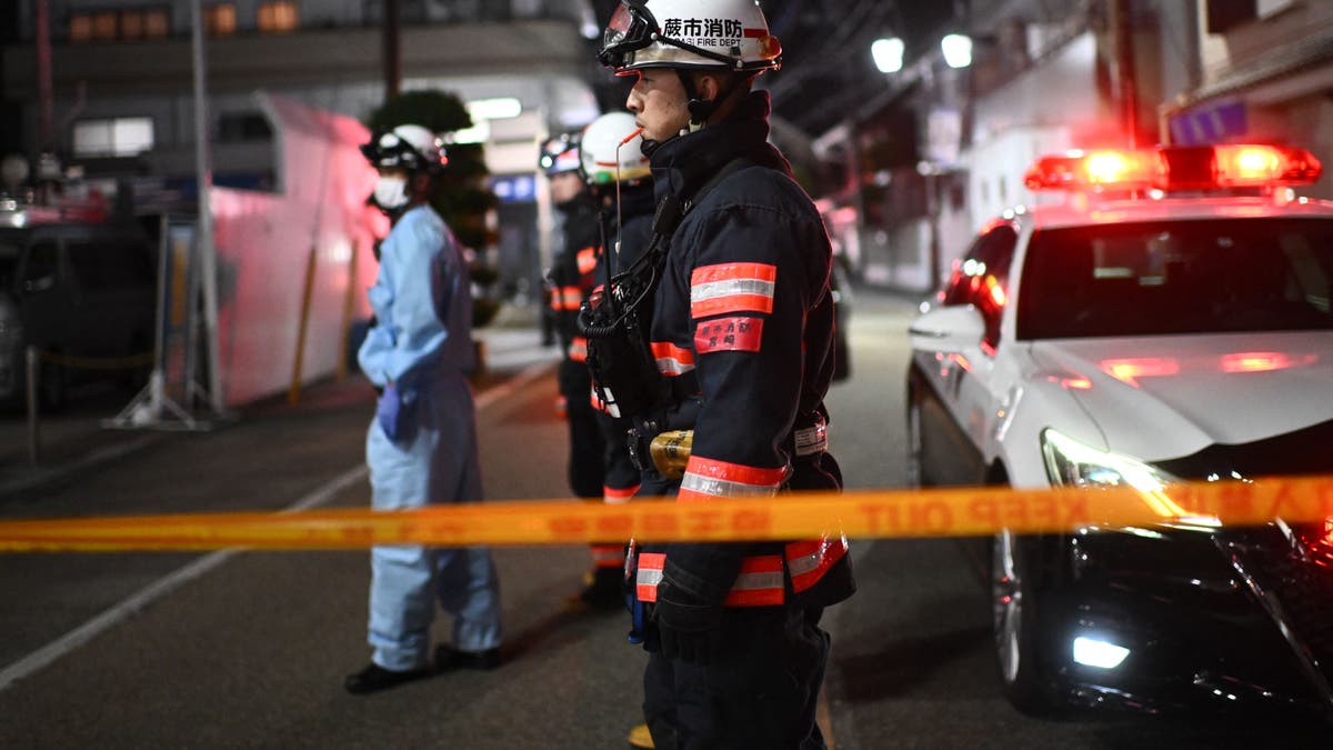 Japanese police outside a post office