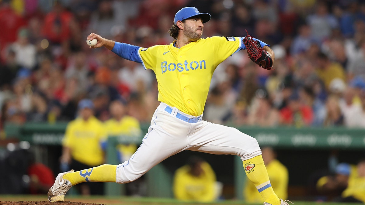 Zack Weiss pitches for the Red Sox