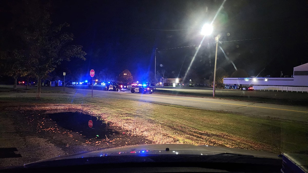 Lewiston Maine Shooting scene with police cars pictured