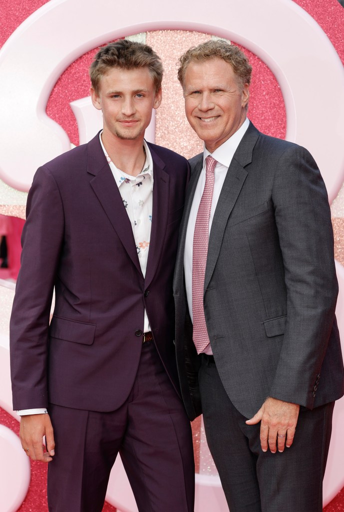 Magnus Ferrell and Will Ferrell attend The European Premiere Of "Barbie" at Cineworld Leicester Square on July 12, 2023 in London, England