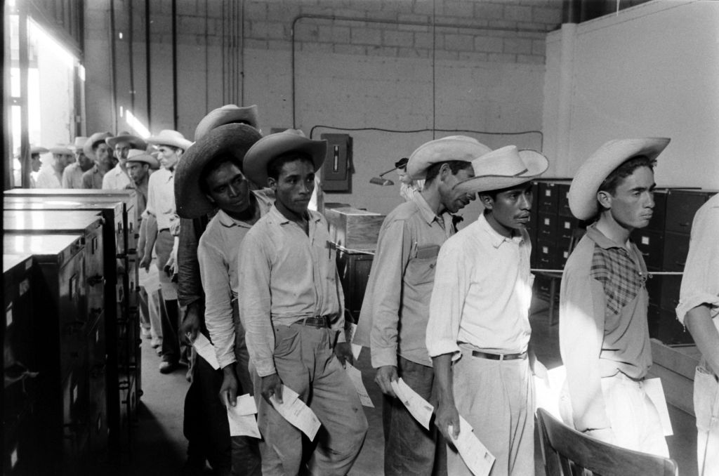 Migrant workers at the southern border in 1959. The U.S. government began tracking border data in 1960