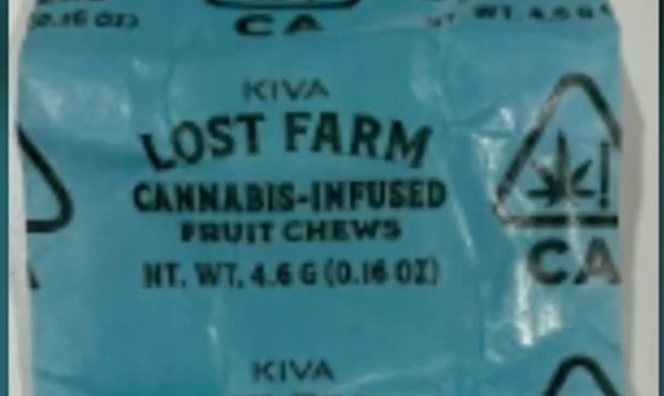 The Lost Farm fruit chew wrapper up close. 