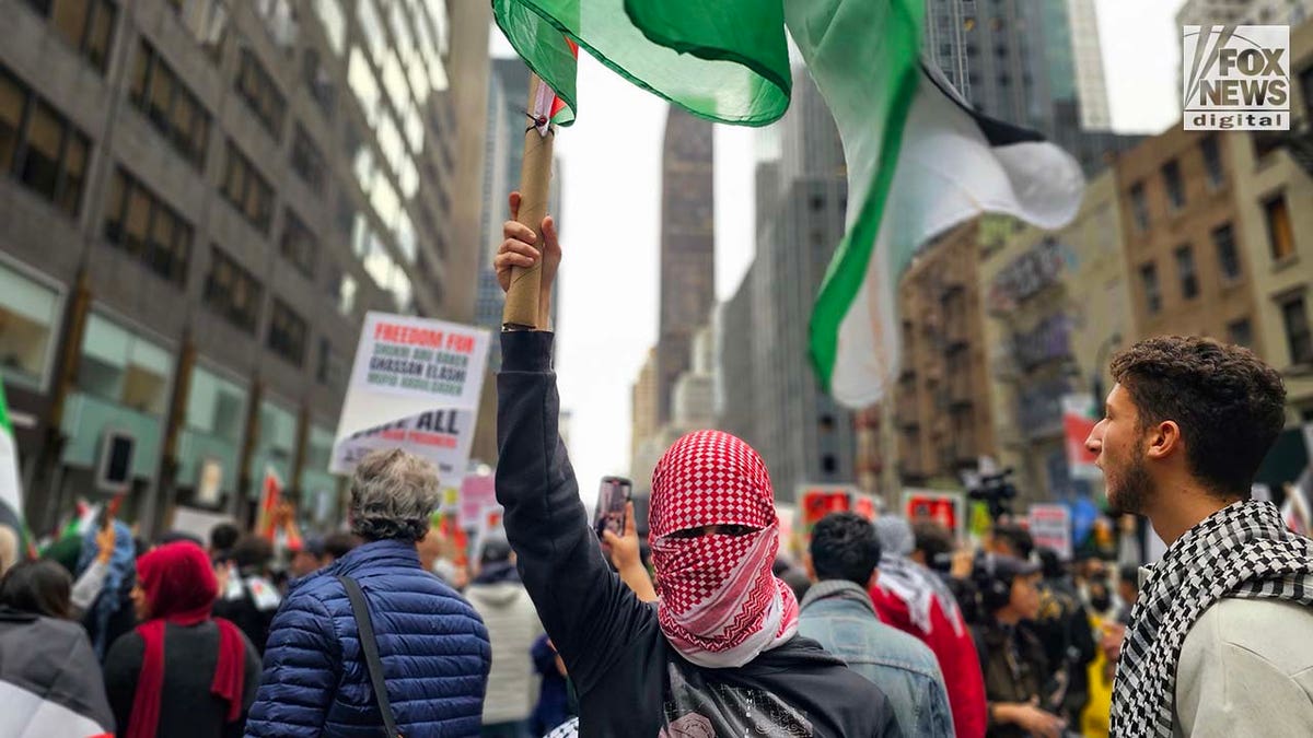 Demonstrators attend an 