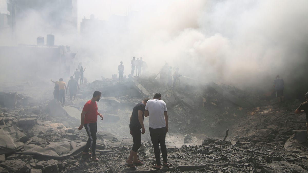 Aftermath of airstrike on Gaza Strip