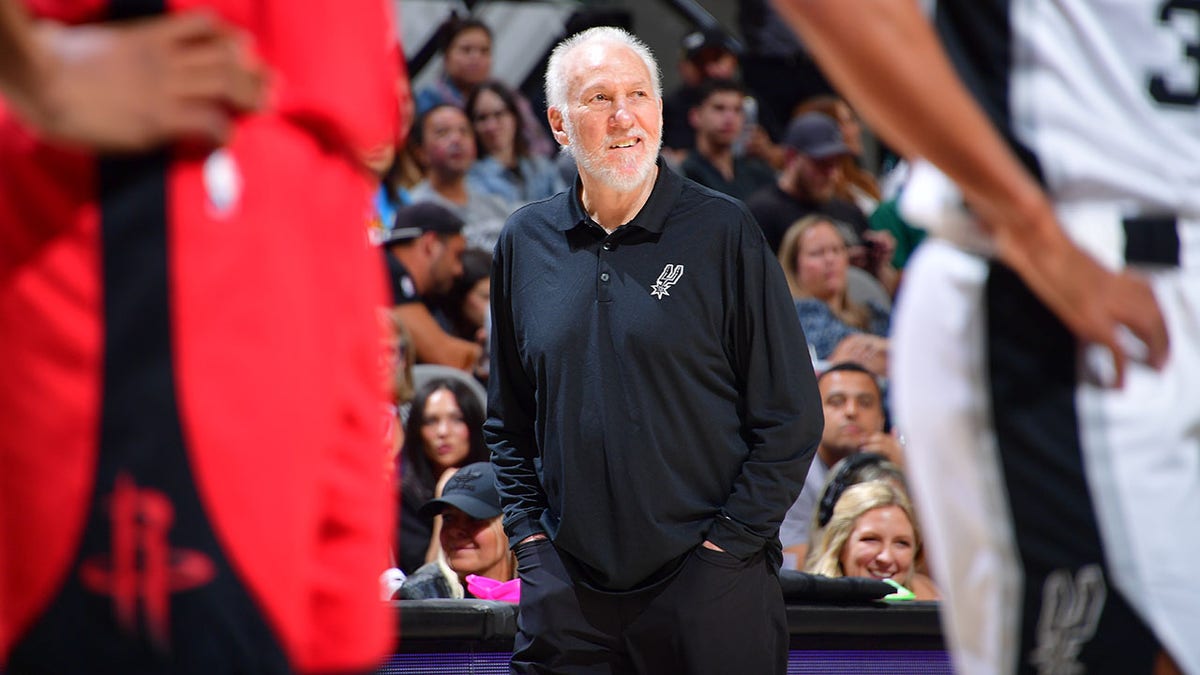 Gregg Popovich on the sidelines during a Spurs game