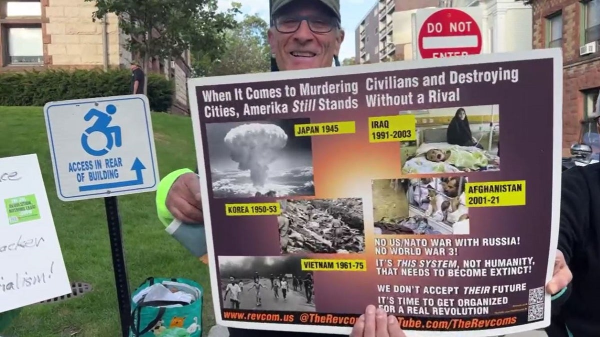 Protestors in Cambridge, Massachusetts rally in favor of the Palestinians