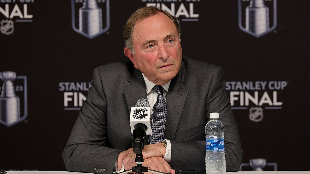 NHL Commissioner Gary Bettman speaks to the media