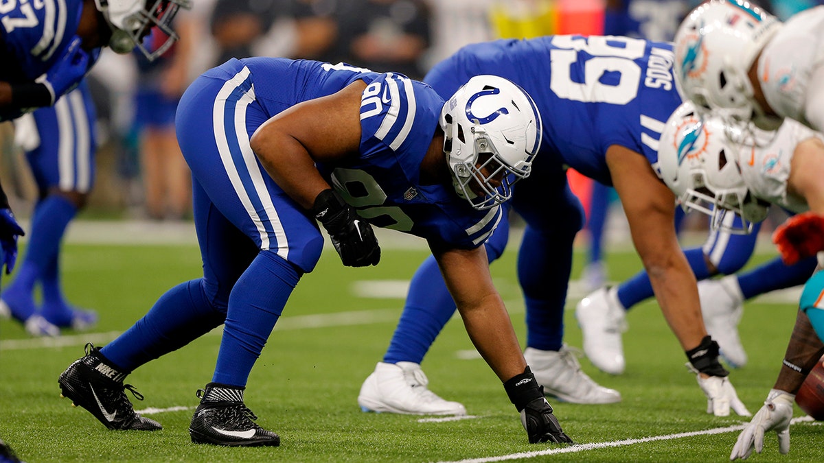 Indianapolis Colts' Grover Stewart on line