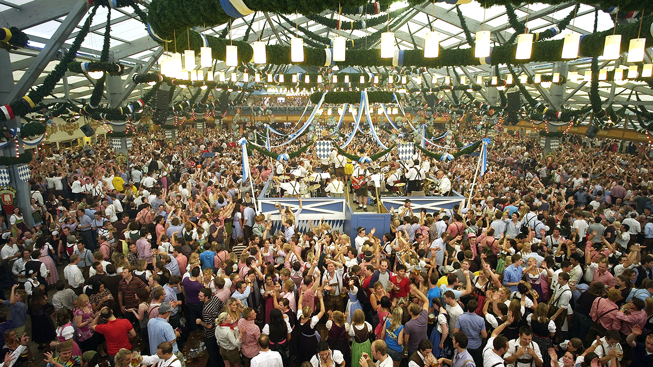 A beer tent at Oktoberfest