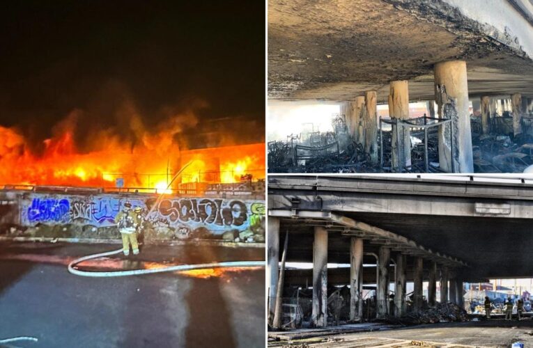 LA freeway industrial fire shuts down highway, Gov. Newsom declares state of emergency