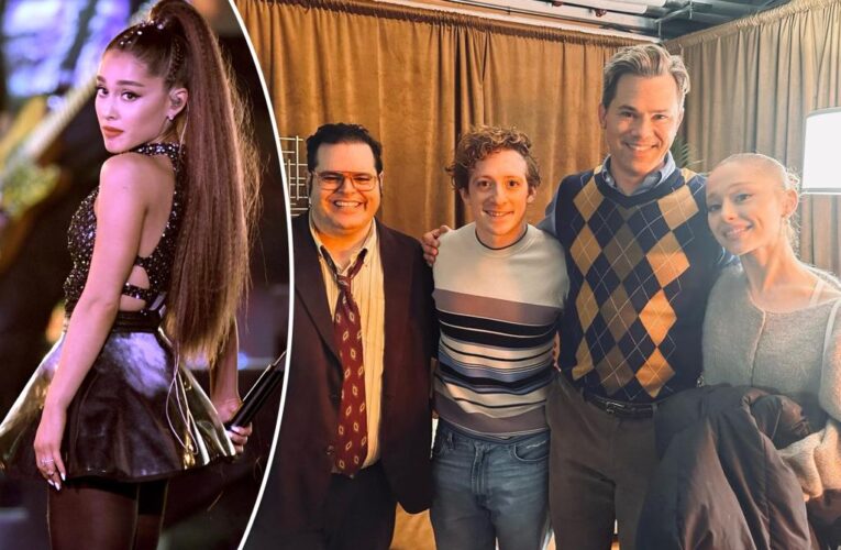 Ariana Grande and Ethan Slater spotted backstage with ‘Gutenberg!’ stars Josh Gad and Andrew Rannells