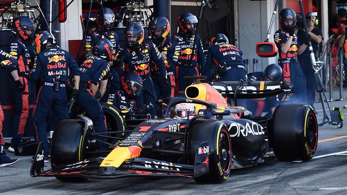 Max Verstappen in the pits