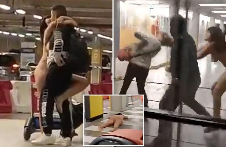 Naked woman attacks travelers at Chilean airport: video