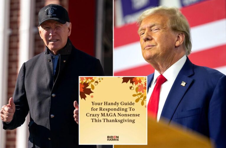 Biden campaign releases Thanksgiving talking points for responding to ‘crazy MAGA nonsense’ on the same day he begs ‘stop the rancor’