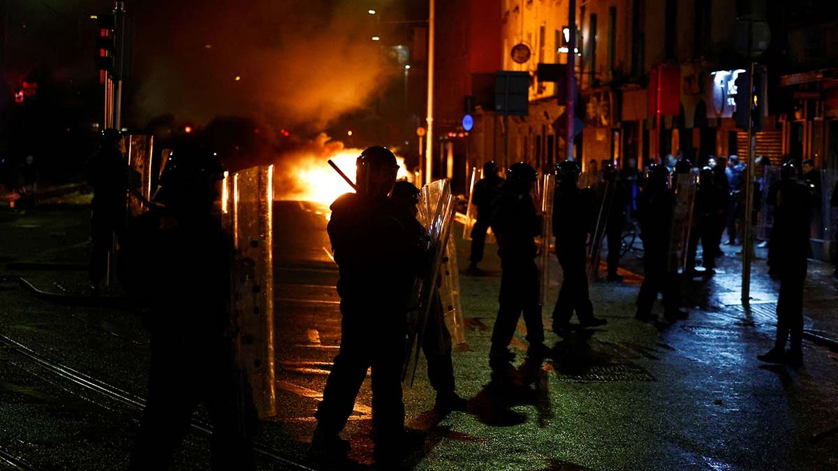 Riot police stands guard in Ireland