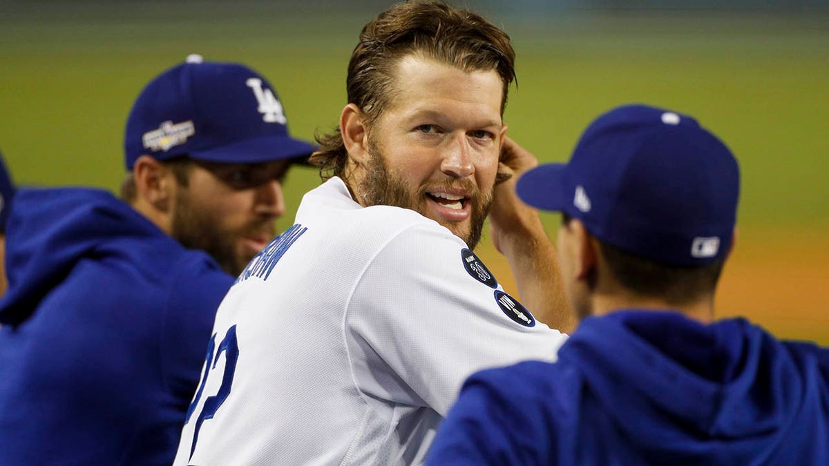 Clayton Kershaw in the dugout