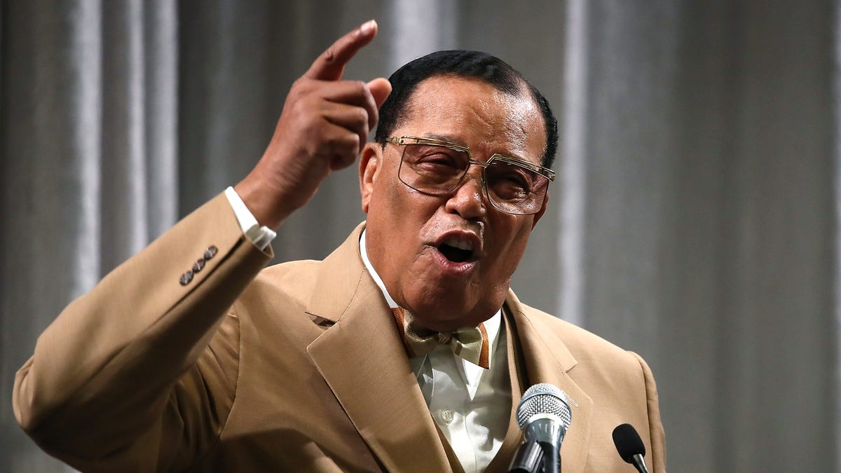 Louis Farrakhan delivers a speech