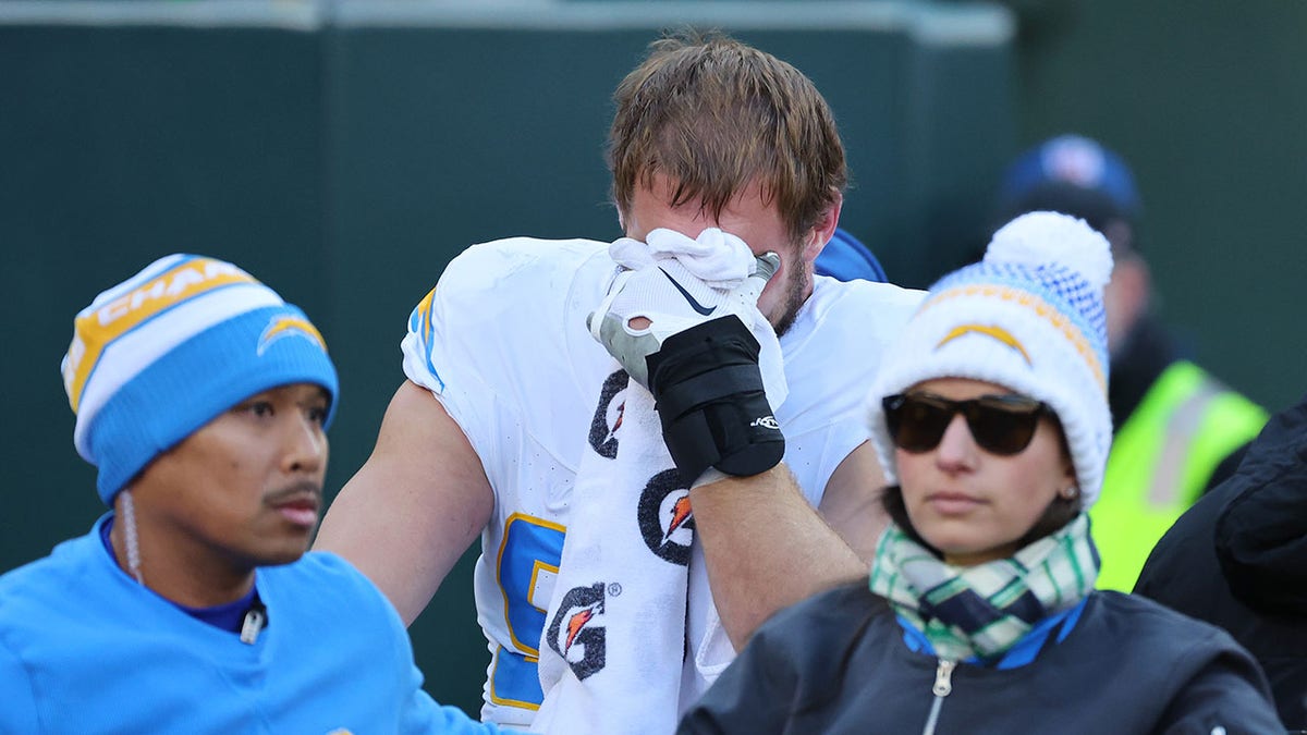 Joey Bosa cries in towel